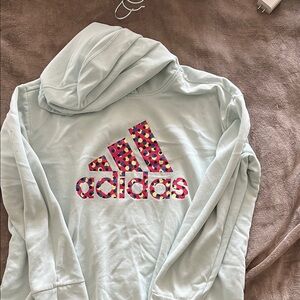 Adidas Sky Blue Hoodie with Vibrant Logo
